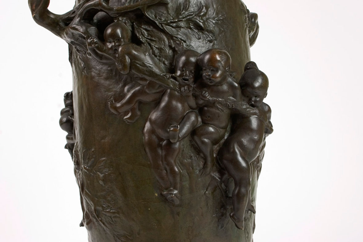 Les Grenouilles Bronze Vase by Cheret